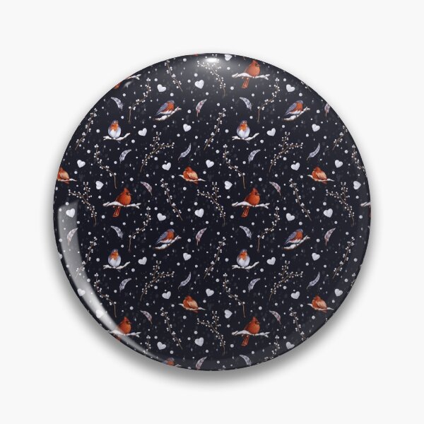 Item preview, Winter patterns with birds, feathers, stars, snowflakes and snowballs, twigs and branches, Christmas toys on the dark blue background. designed and sold by BananiLettering.