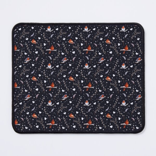 Item preview, Winter patterns with birds, feathers, stars, snowflakes and snowballs, twigs and branches, Christmas toys on the dark blue background. designed and sold by BananiLettering.