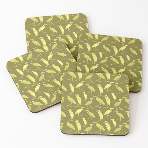 Item preview, Blue Heron Walking Gold Fill on Khaki Repeat 5748 designed and sold by Art in My Loft.