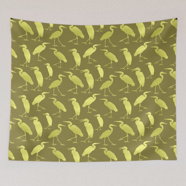 Aperçu de l'œuvre Blue Heron Walking Gold Fill on Khaki Repeat 5748 créée et vendue par Art in My Loft.