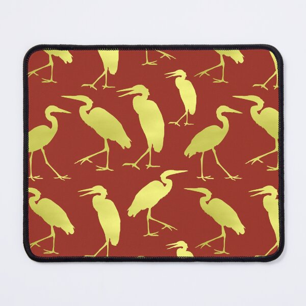 Item preview, Blue Heron Walking Gold Fill on Brick Red Repeat 5748 designed and sold by Art in My Loft.
