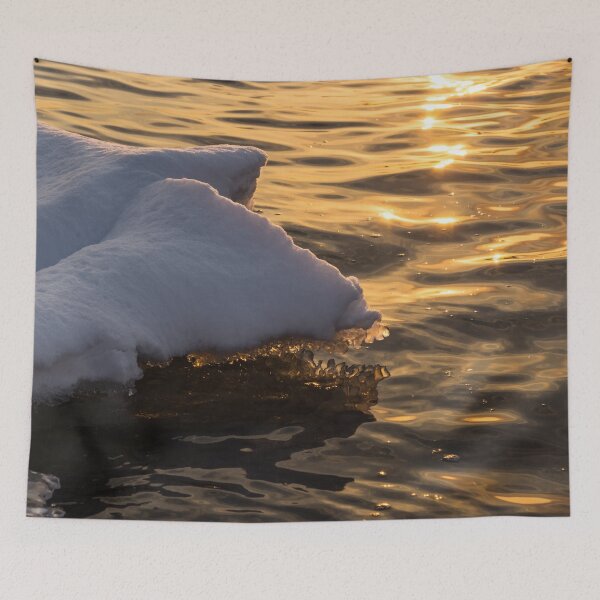 Item preview, Icy Golds - Glowing Icicles Reflected on Silky Water designed and sold by Georgia Mizuleva.