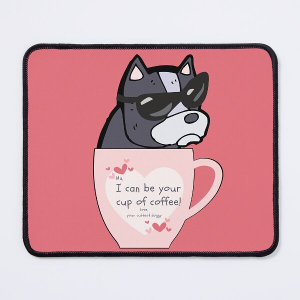 Item preview, Cute Coffee and Dog in Pink Mug designed and sold by Rainbows Rock.