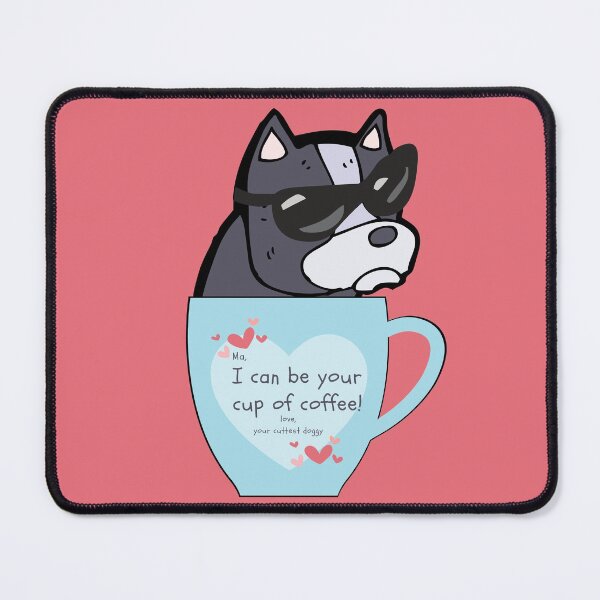 Item preview, Cute Coffee and Dog in Blue Mug designed and sold by Rainbows Rock.