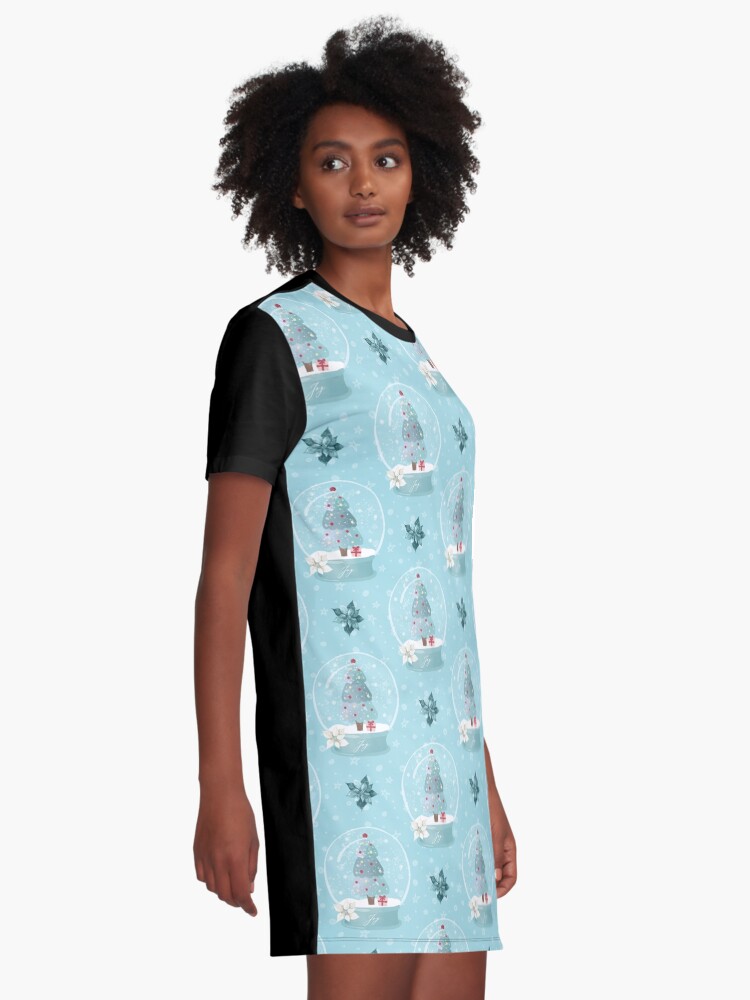 Vista alternativa de Vestido camiseta Globos de nieve de Navidad azul - Navidad