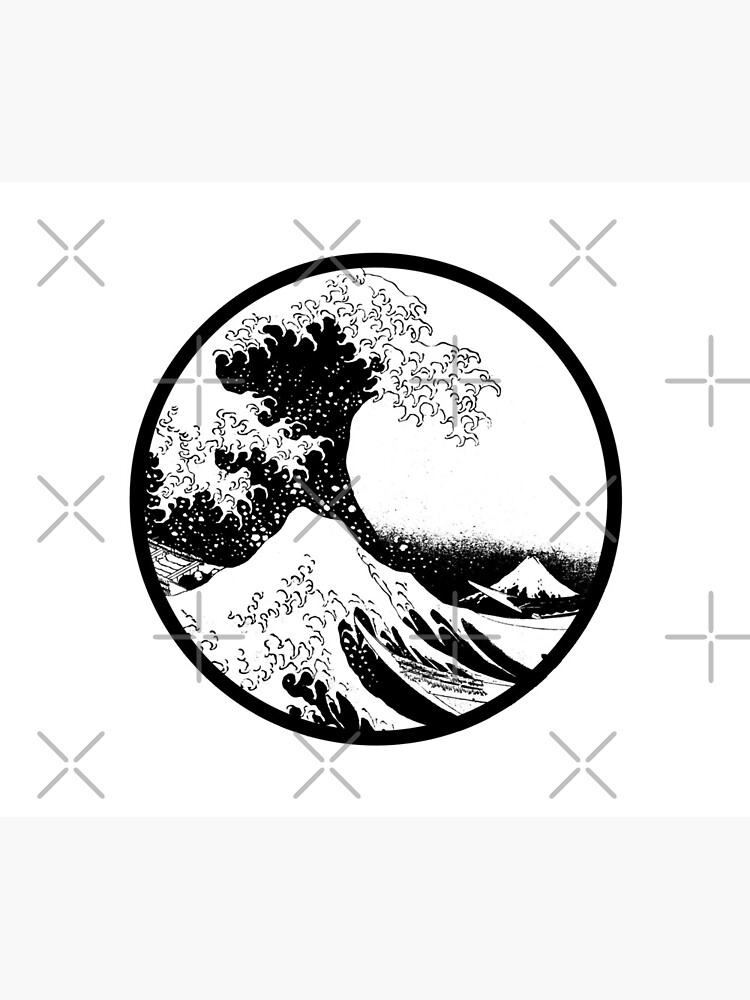 Black and White Desk Mat Wave Mousepad Hokusai Great Wave 