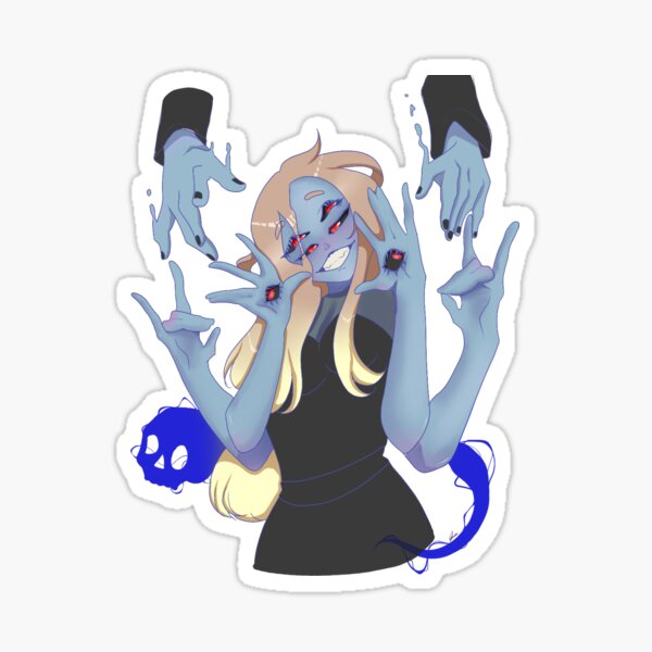 Long blond haired monster with extra hands and eyes Sticker