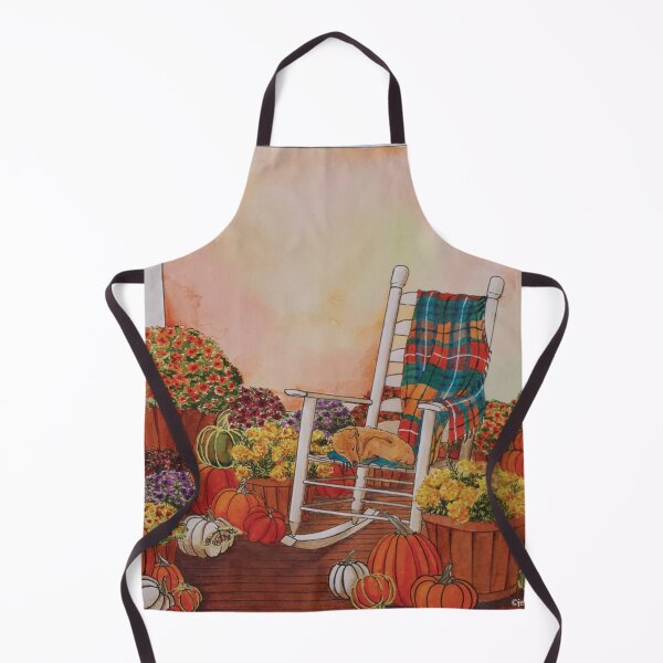 Item preview, Watercolor Autumn Porch with Flowers, Pumpkins and Butterflies designed and sold by Jessfm.
