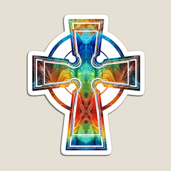 Colorful Celtic Cross by Sharon Cummings Magnet
