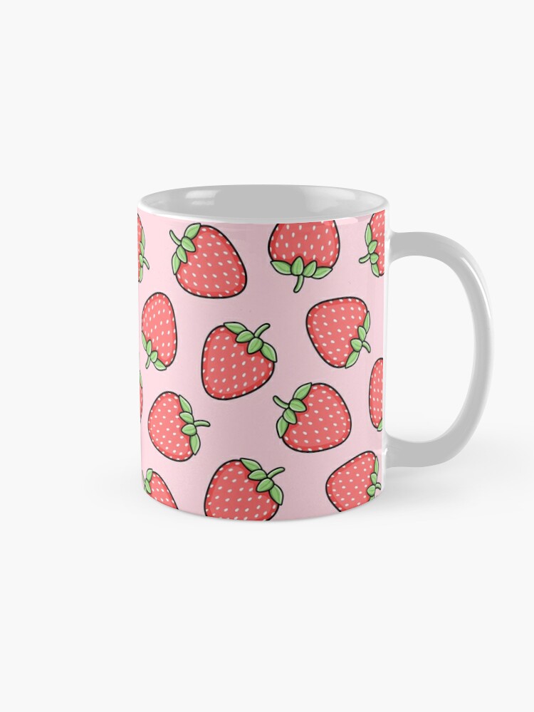 Strawberry Mug Overprint, Cottagecore Aesthetic Mug, Cute Coffee