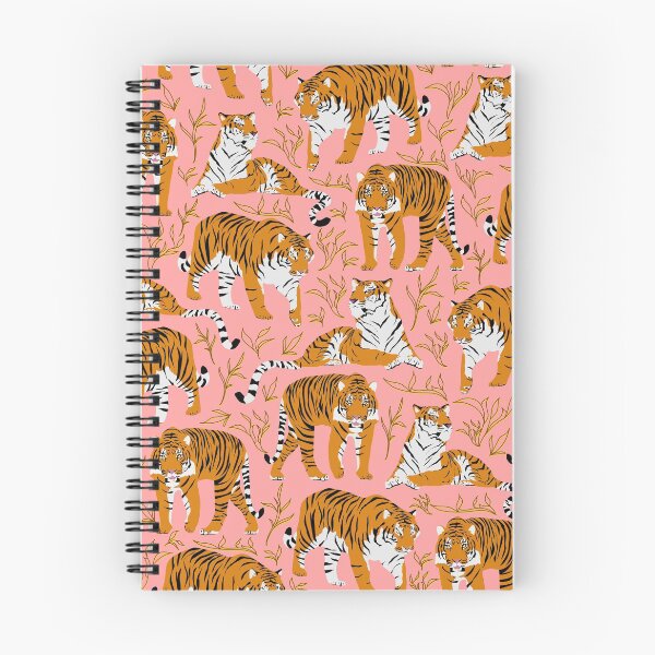 Item preview, Bengal tiger pattern with plants and pink background designed and sold by CiniArt.