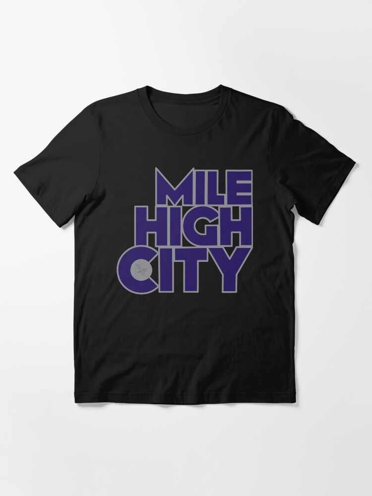 Alternate view of Mile High City Typography - Purple & Silver Essential T-Shirt