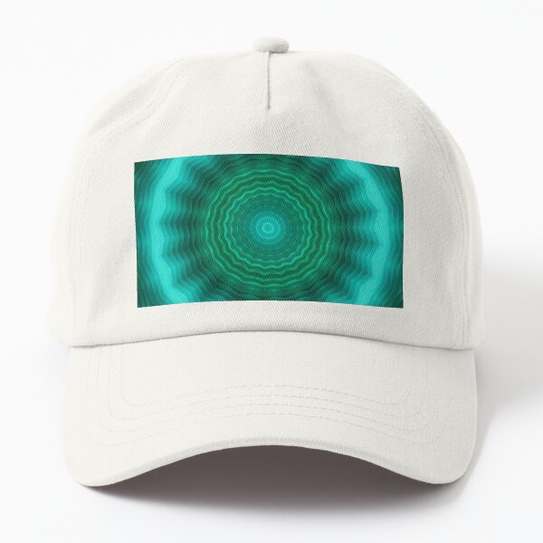 Neon circle background in green tones . Kaleidoscopic pattern. Futuristic mandala. Dad Hat