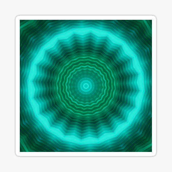 Neon circle background in green tones . Kaleidoscopic pattern. Futuristic mandala. Sticker