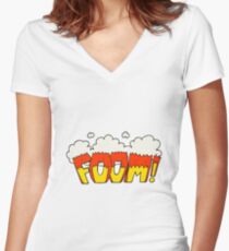 cartoon comic book explosion Women's Fitted V-Neck T-Shirt