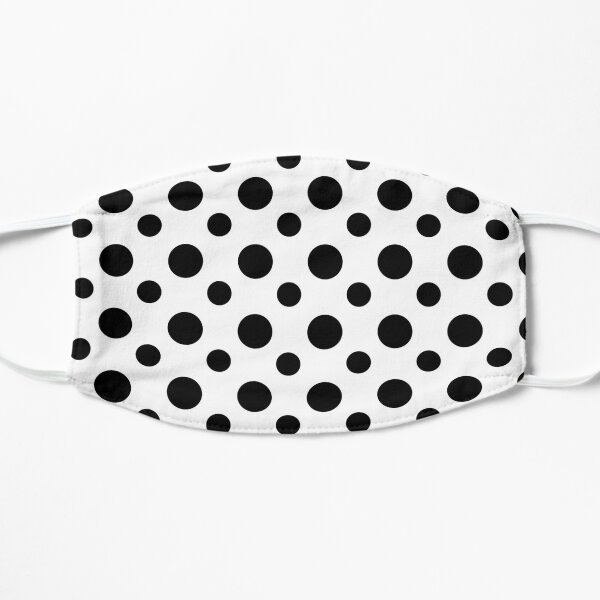 Black and white polka dotted pattern Flat Mask