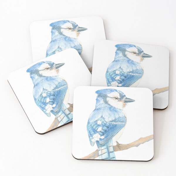 Item preview, blue jay watercolor bird portrait designed and sold by L'Atelier Oranjade.