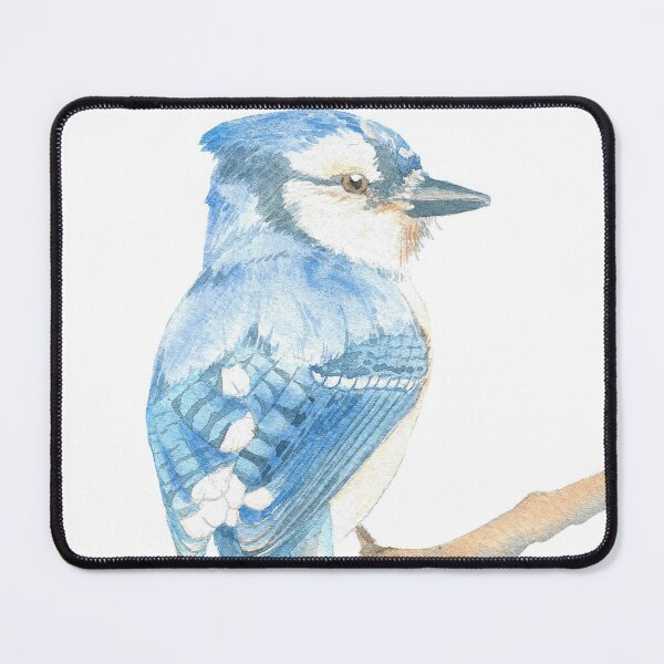 Item preview, blue jay watercolor bird portrait designed and sold by L'Atelier Oranjade.