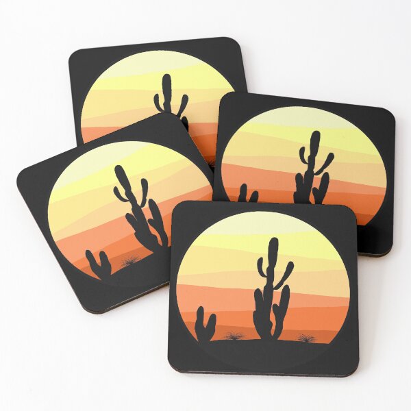 Item preview, Sunset Over A Beautiful Desert Landscape | Minimalistic Tattoo Design Style, Line Art Illustration | Cactus, Nature Lover designed and sold by MarinasDesign.