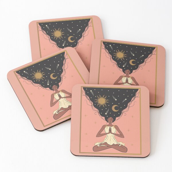 Item preview, girl meditates and the universe is in her hair designed and sold by ShamanskaKate.