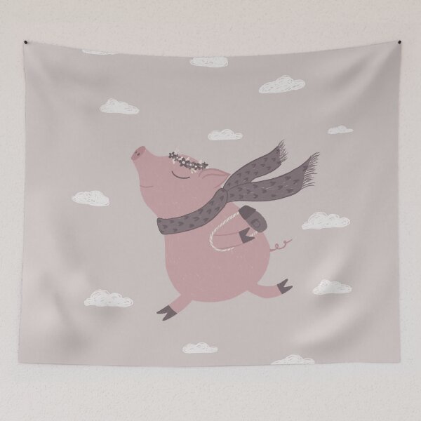 Item preview, Cute Pig Dreamer with a small backpack designed and sold by katiamelnik.