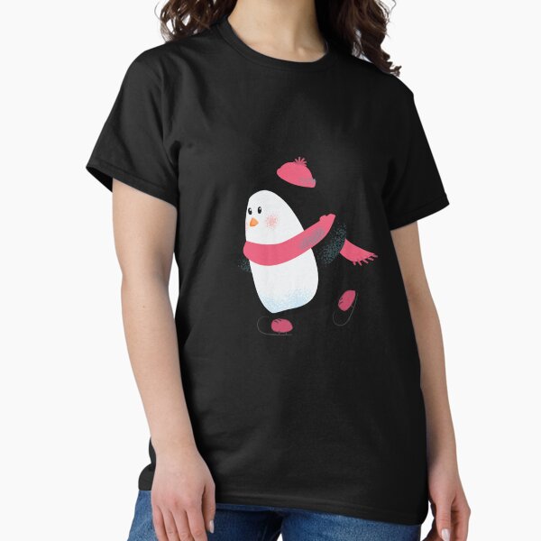 Item preview, cute cartoon penguin scarf hat enjoying skating T-shirt designed and sold by zarinestore.