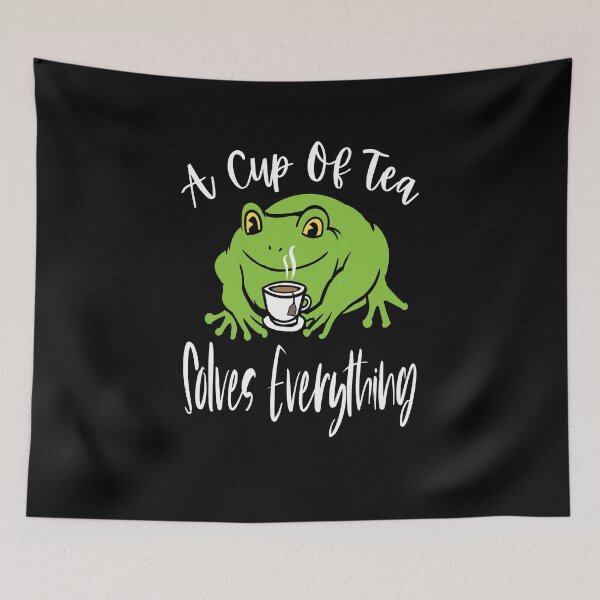 Item preview, Cute Frogs - Cottagecore Frog drinking Tea designed and sold by Tovahblue.