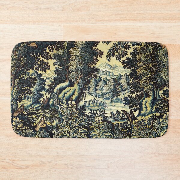 Item preview, GREENERY,BIRDS,TREES IN WOODLAND LANDSCAPE Blue Green Floral designed and sold by BulganLumini.