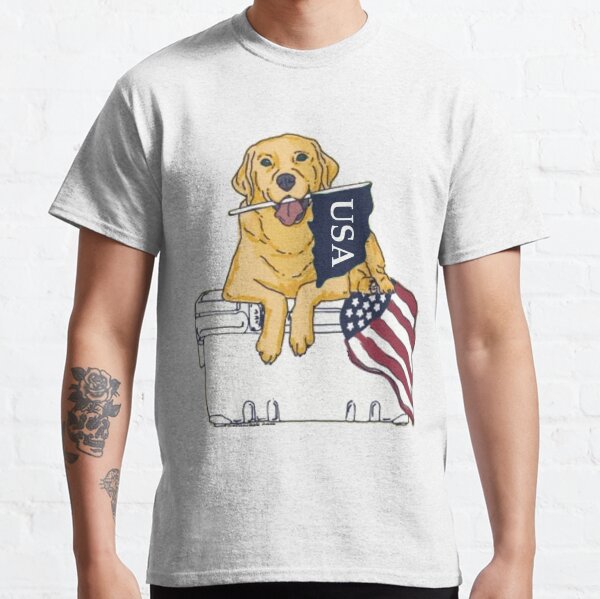 Dog on Cooler with Flag Classic T-Shirt