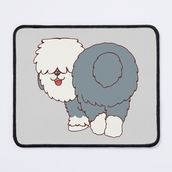 Artikelvorschau, Netter Hund Old English Sheepdog Welpe lächelnd mit Schwanzwedeln entworfen und verkauft von thecooltable.