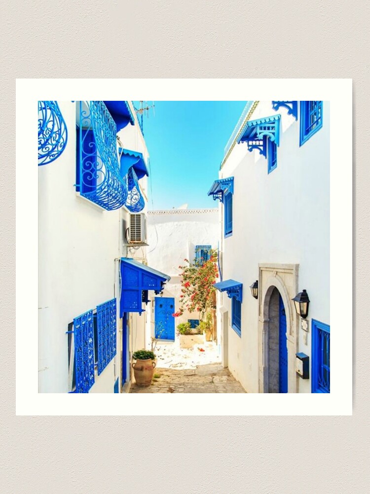 Set of 9 photos of Tunisia, views selling of Sidi Bou Saïd, color or black and white, square or vertical format, wall art, fine art, home decor.