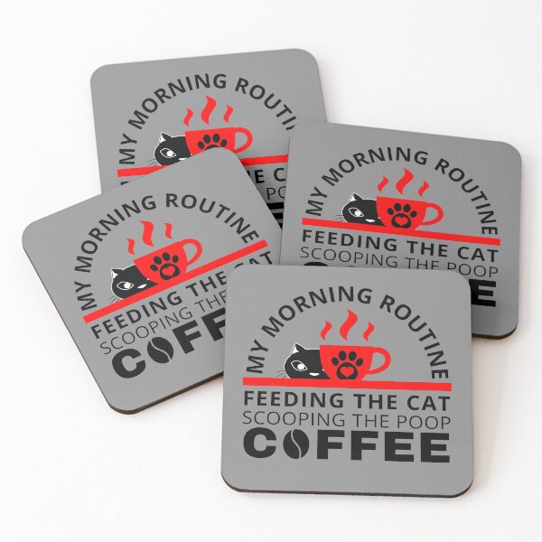 Item preview, Morning routine: feeding the cat, scooping the poop, coffee designed and sold by forthecatssake.
