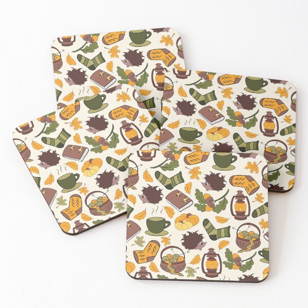 Item preview, Autumn charm leaves and hedgehogs seamless pattern designed and sold by SlothMagic.