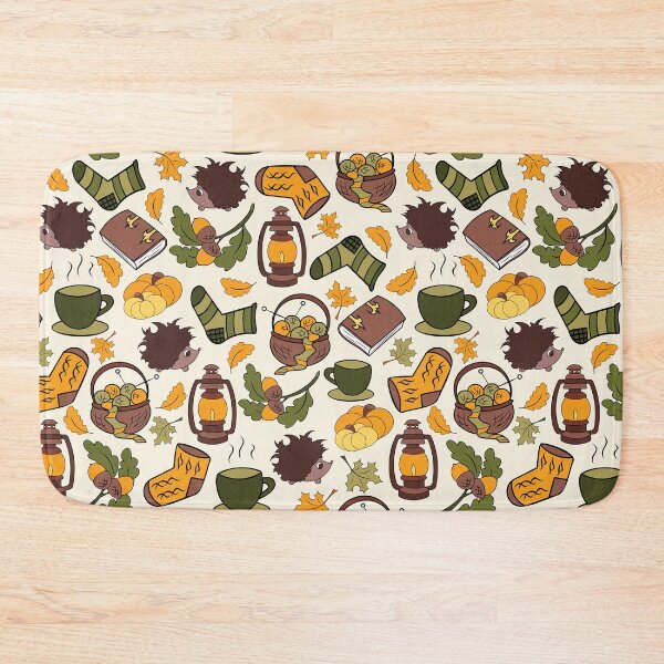 Item preview, Autumn charm leaves and hedgehogs seamless pattern designed and sold by SlothMagic.
