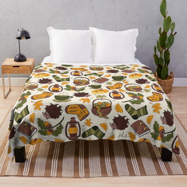 Item preview, Autumn charm leaves and hedgehogs seamless pattern designed and sold by SlothMagic.