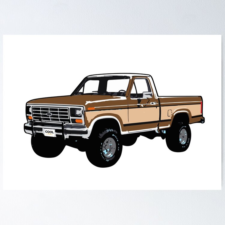 Brown & Beige 80s 4x4 F Truck Art Print