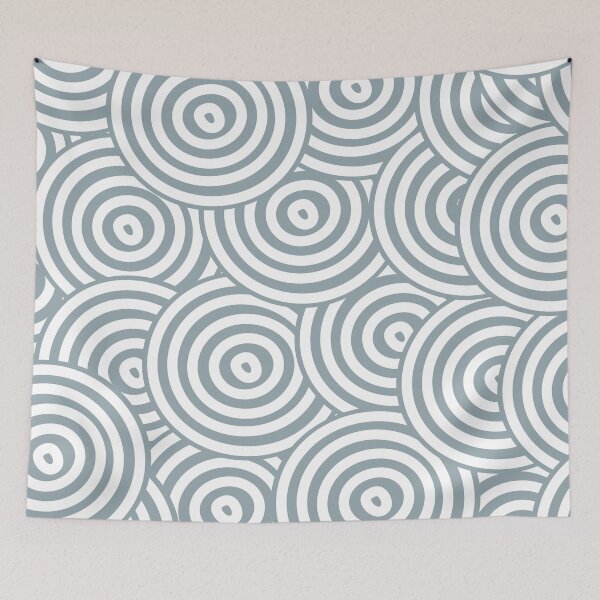 Artikelvorschau, Mid-tone Blue and White Hypnotic Circle Pattern Pairs Graham and Brown 2022 Color of the Year Breathe - Colour Trends - Hue - Shade entworfen und verkauft von ColorOfTheYears.