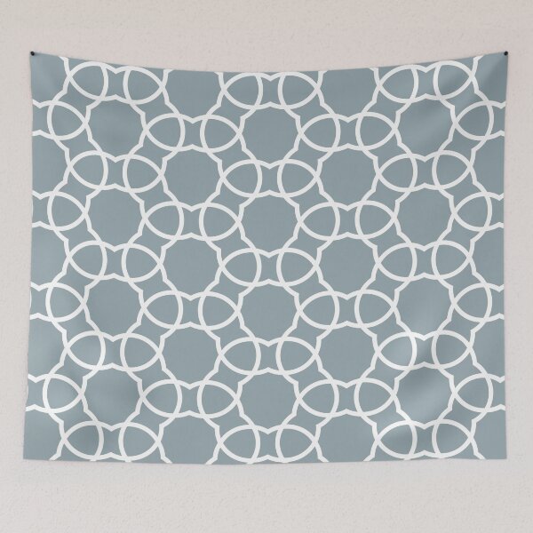 Artikelvorschau, Mid-tone Blue and White Petal Shape Tile Pattern Pairs Graham and Brown 2022 Color of the Year Breathe - Colour Trends - Hue - Shade entworfen und verkauft von ColorOfTheYears.