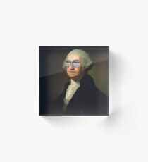 President George Washington Swag Glasses Portrait Acrylic Block