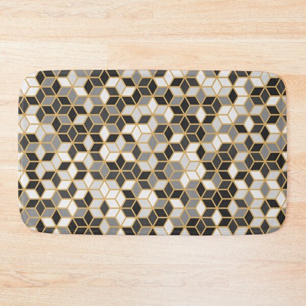 Item preview, Abstract geometric cubic black white gold pattern designed and sold by urban-color.