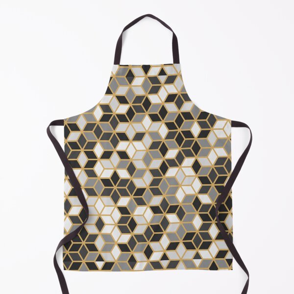 Item preview, Abstract geometric cubic black white gold pattern designed and sold by urban-color.
