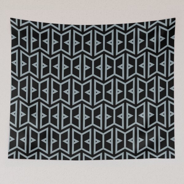 Artikelvorschau, Mid-tone Blue and Black Art Deco Shape Pattern Pairs Graham and Brown 2022 Color of the Year Breathe - Colour Trends - Hue - Shade entworfen und verkauft von ColorOfTheYears.
