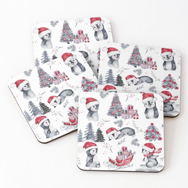 Item preview, Penguins in Santa Hats Winter Scene Pattern designed and sold by HHeartsDesigns.