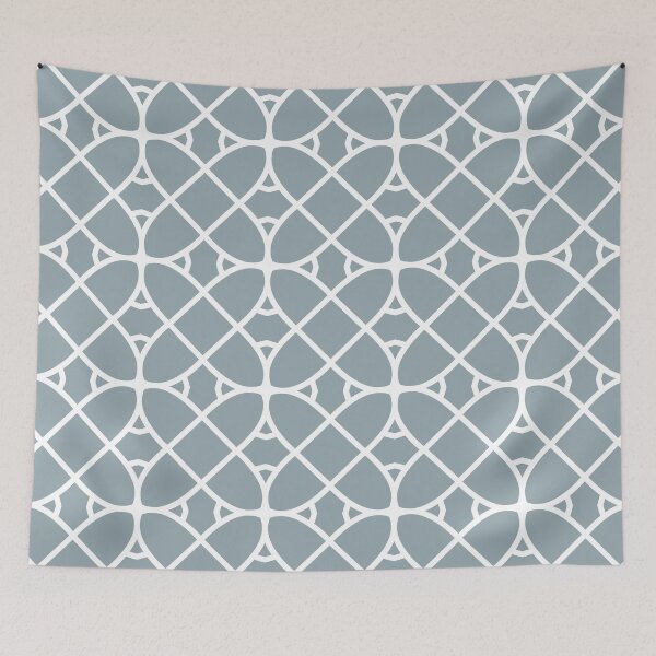 Artikelvorschau, Mid-tone Blue and White Geometric Shape Pattern Pairs Graham and Brown 2022 Color of the Year Breathe - Colour Trends - Hue - Shade entworfen und verkauft von ColorOfTheYears.