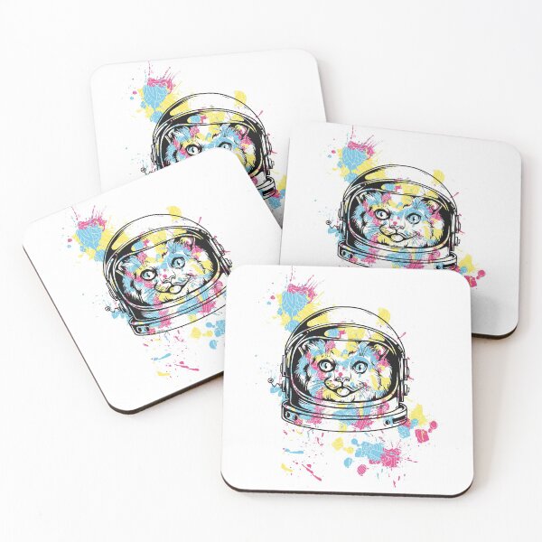 Item preview, Space Galaxy Astronaut Cat white background designed and sold by RafaelLima7.