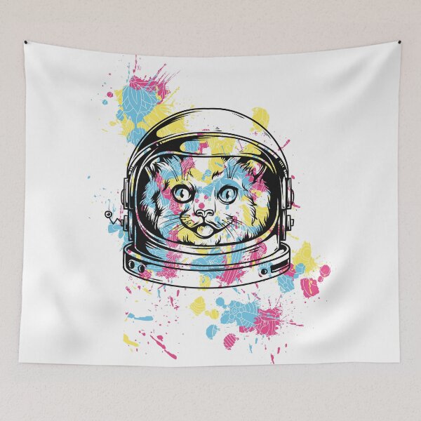 Item preview, Space Galaxy Astronaut Cat white background designed and sold by RafaelLima7.