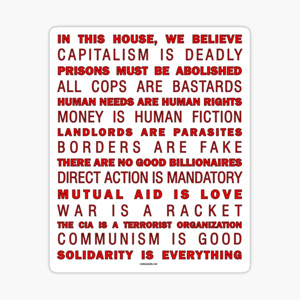 Comrade's "In This House, We Believe" Sign Sticker