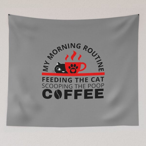 Item preview, Morning routine: feeding the cat, scooping the poop, coffee designed and sold by forthecatssake.