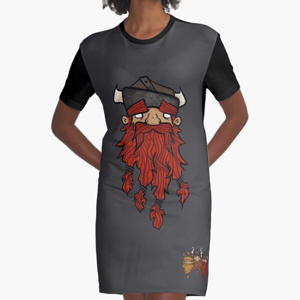 Sweet Nordic Red Viking and brothers Graphic T-Shirt Dress