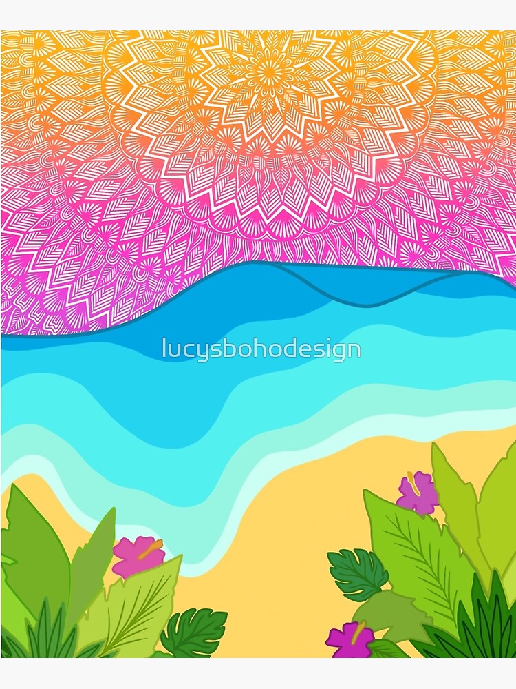 "Beach Escape beach art ocean art tropical art zentangle art